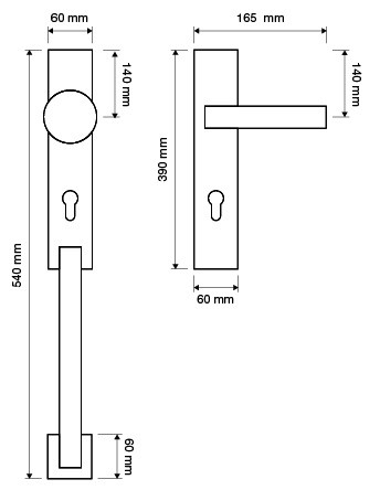 Gałko-Klamka DAISY z uchwytem drzwiowym długi szyld LINEA CALI